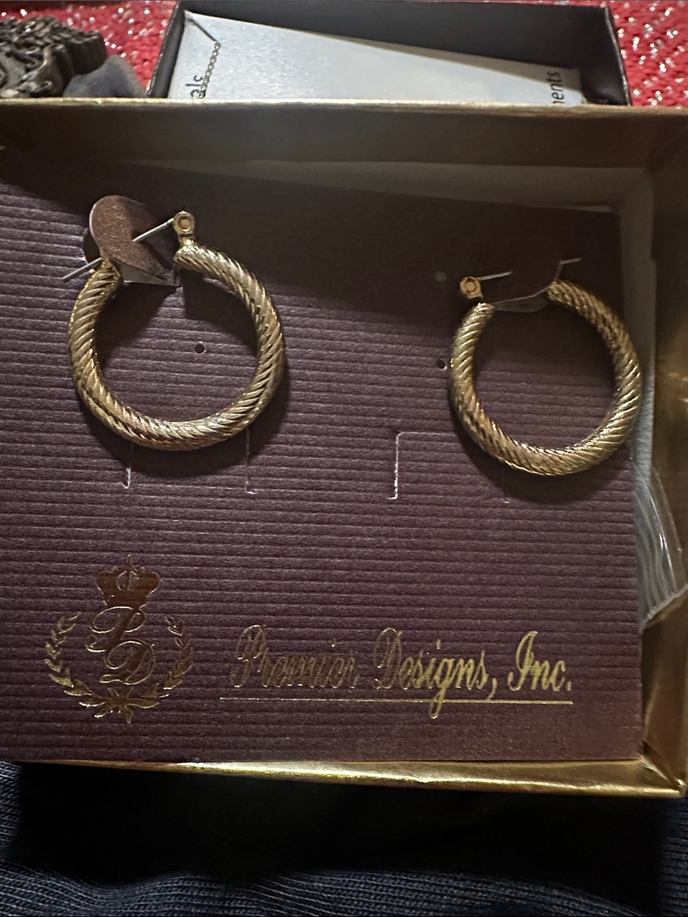 Premium Designs Inc. Gold-Tone Rope Hoop Earrings